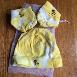 NEW Yellow Tie Dye Baby Cap & Booties Set